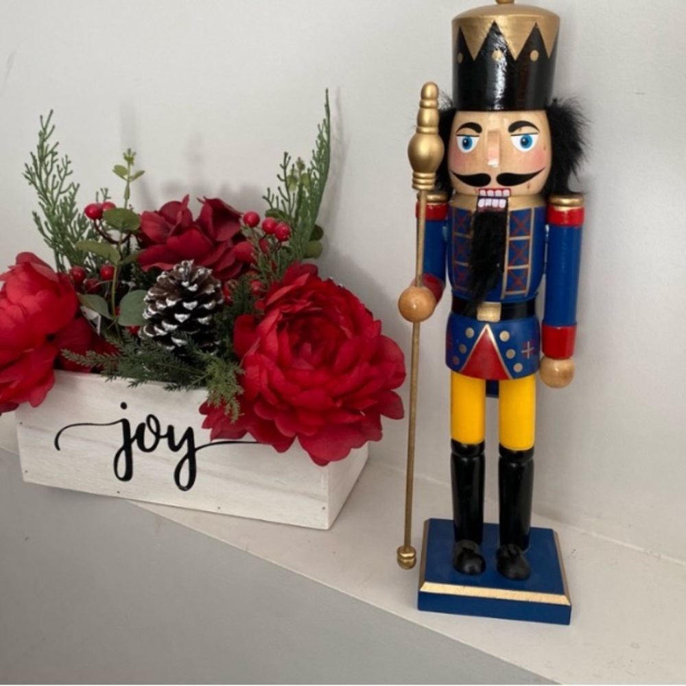 Soldier Nutcracker with blue jacket and fur hair 12" Host Pick ❄️